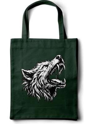 INKD Gabardin Bez Çanta – Uluyan Kurt Baskılı Tasarım - 35X40