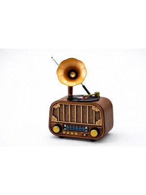 Nostaljik Gramofon Bluetooth Hoparlör  Tasarım Dekoratif Radyo