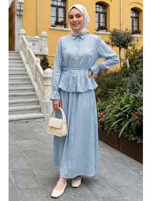 inStyle Pullu Gömlekli Ikili Açık Mavi Takım