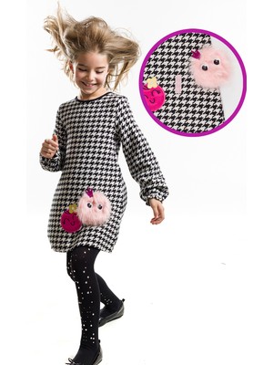 MSHB&G Dostum Zizi Kız Çocuk Günlük Stil Elbise Uzun Kol Peluş Detaylı