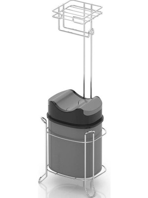 Özbience Modern Ayaklı Wc Kağıtlık ve Çöp Kovası Seti, Şık Krom Tasarım