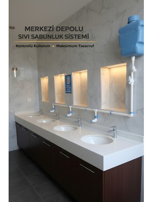 Özbience 10 Lt Merkezi Depolu 2 Musluklu Butonlu Sıvı Sabunluk Systemi