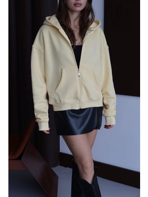 Hsc Bilişim 3 Iplik Şardonlu Kapşonlu Hoodie Frm Sarı P510437