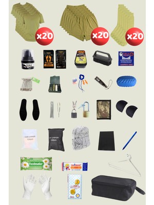 Outdoorun 20'li Askerlik Seti Fanila Don Çorap ve 27 Parça Aksesuar - Temel ve Bedelli Askerlik Malzemeleri