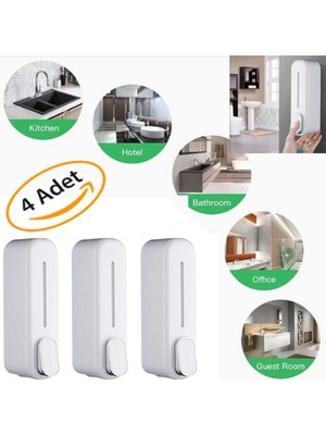 Özbience 4'lü Banyo Sabunluk Takımı, 350ML Duvara Monte Şampuan ve Sıvı Sabun Şişesi