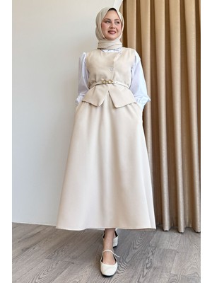 inStyle Asimetrik Yelekli Ikili Takım Taş