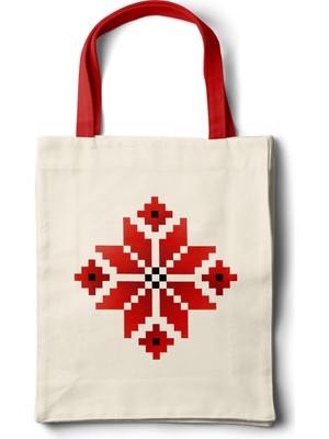 INKD Sanatsal Bez Çanta – Geleneksel Kilim Motifi Tasarım - 35X40