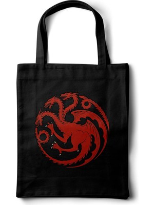 INKD Gabardin Bez Çanta – Game Of Thrones House Targaryen Baskılı Tasarım - 35X40