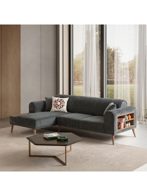 Edsy Home Drog Köşe Koltuk Takımı Bukle Kumaş Antrasit Sol Köşe