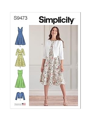 SHC4200 Simplicity S9473 Ceket ve Elbise Dikiş Paterni, 16-24 Beden