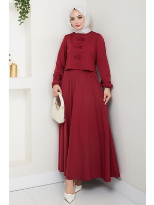 inStyle Etekli Fiyonk Detaylı Bordo Takım