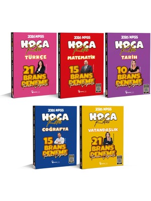 Hoca Kafası Yayınları 2026 Kpss Türkçe 21 Li- Matematik 15 Li- Coğrafya 15 Li-Tarih 10 Lu-Vatandaşlık 21 Li Tamamı Çözümlü Branş Deneme 5 Li Set