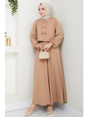 inStyle Etekli Fiyonk Detaylı Bej Takım