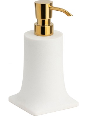 Özbience Şık Beyaz-Gold Tezgah Üstü Sıvı Sabunluk 250 Ml, Modern Tasarım