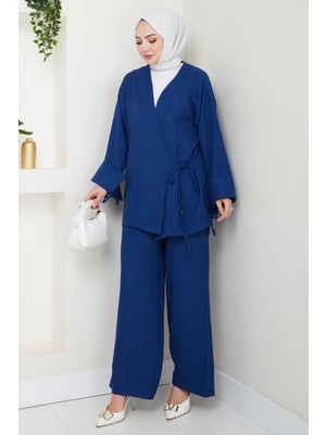 inStyle Keten Kimono Ikili Lacivert Takım