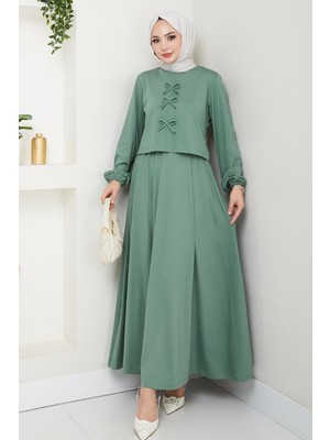 inStyle Etekli Fiyonk Detaylı Mint Yeşili Takım