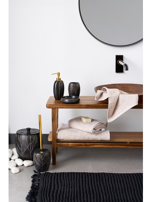 Özbience Şık ve Kullanışlı 5 Parça Banyo Seti, Koyu Kahverengi