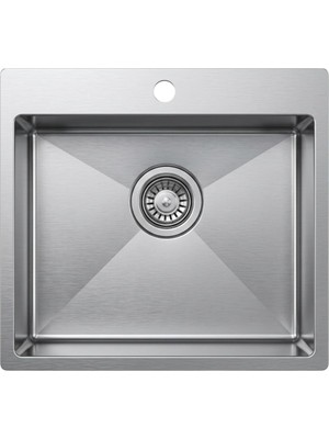 Livinox 40X45 Aynalı Tek Gözlü Pollisajlı Tezgah Üstü Paslanmaz Çelik Eviye