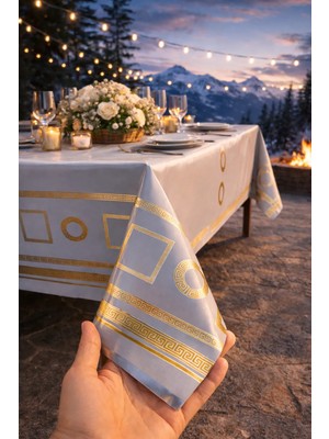 Lüks Pvc Masa Örtüsü Su Geçirmez Silinebilir Altın Desenli Sofra Örtüsü Dayanıklı Kaymaz Şık Tasarım