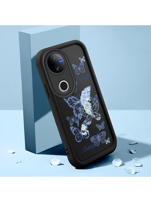 HONTINGA Vivo V50 ile Uyumlu Kılıfı Düşüme Önleyici Basitlik Anti Düşme Kamera Korumali Şirin Streetwear Kelebek Desen Yumuşak Silikon Telefon Kılıfı Kadın ve Erkek Için Uygundur K2-0468