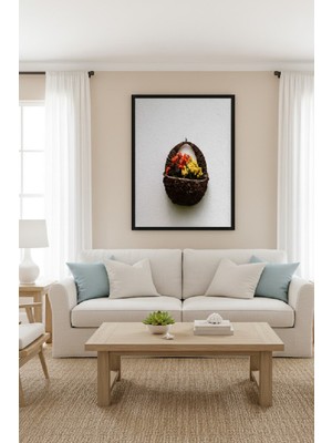 Safir Design Hasır Sepette Renkli Çiçekler Temalı Çerçeveli Tablo
