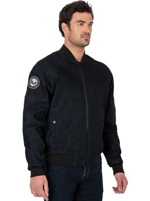 The Biker Jeans Night Flight Bomber Dark Blue Korumalı Motosiklet Montu Erkek