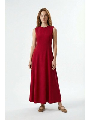 ALLDAY Bordo-Kup Detaylı Fit Elbise