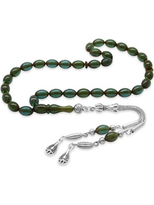 Tesbihane Kararmaz Metal Su Damlası Püsküllü Arpa Kesim Bilek Boy Su Mavisi Ateş Kehribar Tesbih