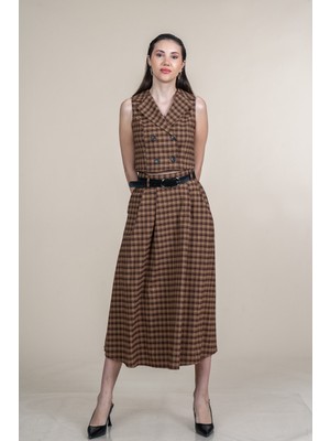 MissVina Mini Yelek ve Kemerli Etek Ekose Takım 1296