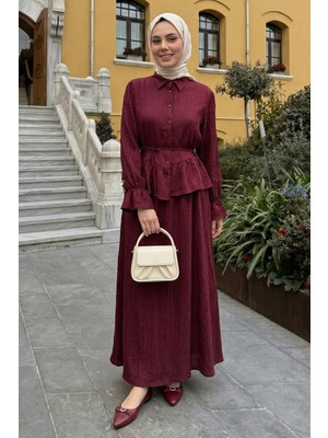 inStyle Pullu Gömlekli Ikili Bordo Takım