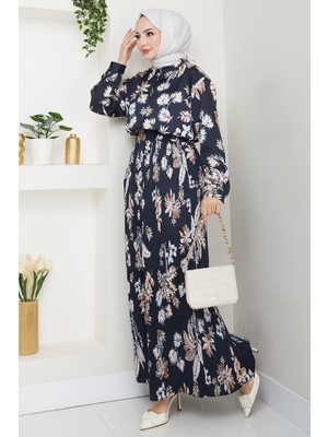 inStyle Saten Çiçekli Siyah Piliseli Etekli Takım