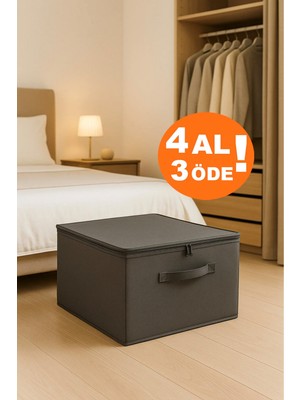 Özbience Antrasit Destekli Büyük Boy Hurç, Fermuarlı ve Katlanabilir Saklama Kutusu