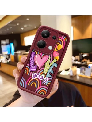 HONTINGA Xiaomi Redmi Note 14S ile Uyumlu Kılıfı Düşüme Önleyici Basitlik Anti Düşme Kamera Korumali Kalp Bordo Desen Yumuşak Silikon Telefon Kılıfı Kadın ve Erkek Için Uygundur K2-7233