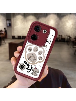 HONTINGA Tecno Camon 20 Pro 4g ile Uyumlu Kılıfı Düşüme Önleyici Basitlik Anti Düşme Kamera Korumali Köpek Bordo Desen Yumuşak Silikon Telefon Kılıfı Kadın ve Erkek Için Uygundur K2-7230