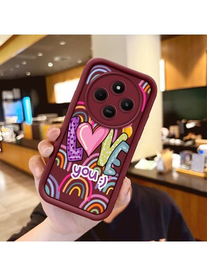 HONTINGA Xiaomi Redmi 14C 4g ile Uyumlu Kılıfı Düşüme Önleyici Basitlik Anti Düşme Kamera Korumali Kalp Bordo Desen Yumuşak Silikon Telefon Kılıfı Kadın ve Erkek Için Uygundur K2-7233