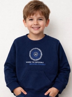 Bebolly Bisiklet Yaka Baskılı Cepli Sweartshirt Parçalı Becomes Baskılı Gri Unisex
