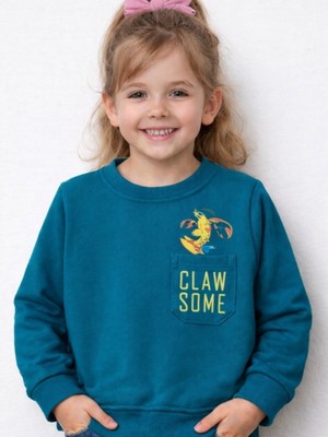 Bebolly Bisiklet Yaka Baskılı Cepli Sweartshirt Parçalı Becomes Baskılı Gri Unisex