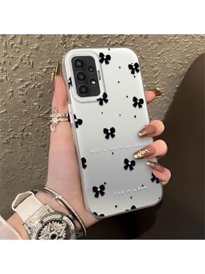 HONTINGA Samsung Galaxy A23 ile Uyumlu Kılıfı Silikon Kenar Sert Arka Düşüme Önleyici Basitlik Anti Düşme Kamera Korumali Küçük Fiyonk Desen Telefon Kılıfı Kadın ve Erkek Için Uygundur K1-0871