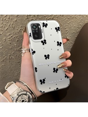 HONTINGA Xiaomi Redmi Note 10S ile Uyumlu Kılıfı Silikon Kenar Sert Arka Düşüme Önleyici Basitlik Anti Düşme Kamera Korumali Küçük Fiyonk Desen Telefon Kılıfı Kadın ve Erkek Için Uygundur K1-0871