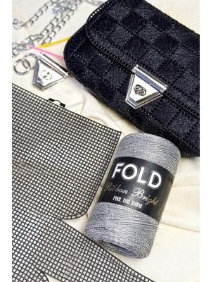 Kanvas Çanta Gümüş Örgü Kiti 45X21CM - Simli Ribbon Bright Plastik Kanvas Çanta Seti Simli Ip