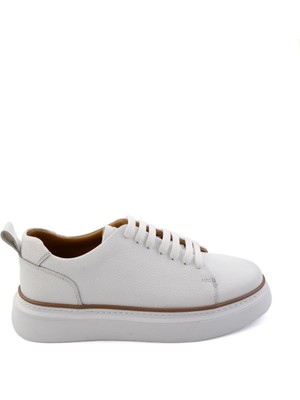 Bambi Beyaz Hakiki Deri Erkek Sneaker E01811300540