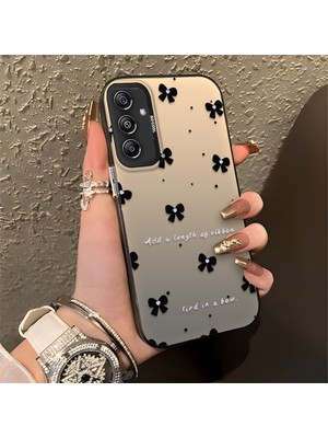 HONTINGA Samsung Galaxy A24 ile Uyumlu Kılıfı Silikon Kenar Sert Arka Düşüme Önleyici Basitlik Anti Düşme Kamera Korumali Küçük Fiyonk Desen Telefon Kılıfı Kadın ve Erkek Için Uygundur K1-0871