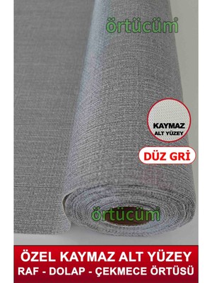 Özbience Düz Gri Kaymaz Pvc Dolap Içi Raf Örtüsü Çok Amaçlı Mutfak Aksesuarı