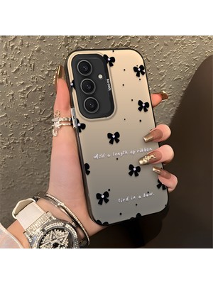 HONTINGA Samsung Galaxy S25 Plus ile Uyumlu Kılıfı Silikon Kenar Sert Arka Düşüme Önleyici Basitlik Anti Düşme Kamera Korumali Küçük Fiyonk Desen Telefon Kılıfı Kadın ve Erkek Için Uygundur K1-0871