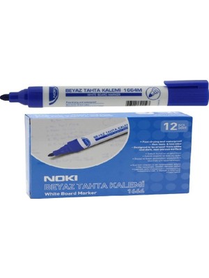 Noki Beyaz Tahta Kalemi Mavi 12 Adet Yuvarlak Uçlu Hızla Kuruyan Kalem Seti