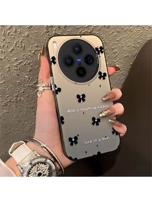 HONTINGA Vivo X300 ile Uyumlu Kılıfı Silikon Kenar Sert Arka Düşüme Önleyici Basitlik Anti Düşme Kamera Korumali Küçük Fiyonk Desen Telefon Kılıfı Kadın ve Erkek Için Uygundur K1-0871