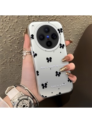 HONTINGA Vivo X300 ile Uyumlu Kılıfı Silikon Kenar Sert Arka Düşüme Önleyici Basitlik Anti Düşme Kamera Korumali Küçük Fiyonk Desen Telefon Kılıfı Kadın ve Erkek Için Uygundur K1-0871