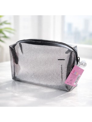 Melnio Şeffaf File Makyaj ve Kozmetik Çantası