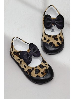 Tonny Black Kız Çocuk Leopar Çocuk Ilk Adım Fiyonlu Babet