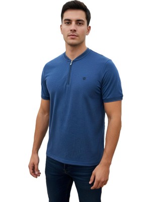 Lacaton Erkek 26-7010 Bebe Yaka Yarım Fermuarlı T-Shirt
